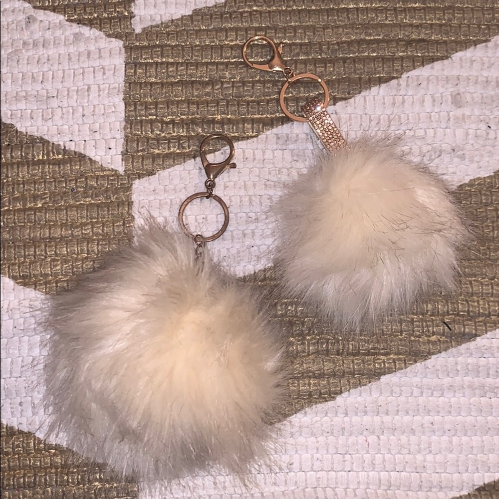 White Pom Keychain Bundle